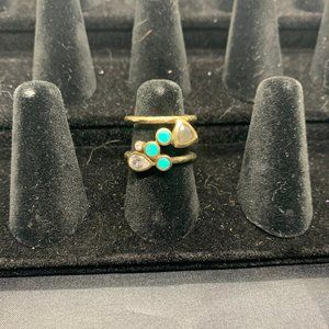Melinda Maria Turquoise + Crystal Triple Band Ring